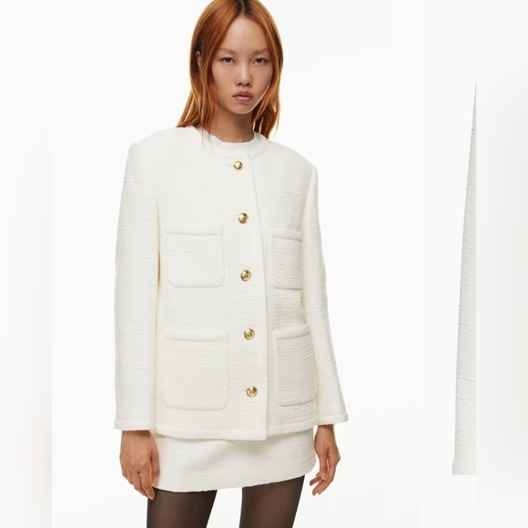 Aritzia Babaton Celebration Tweed Jacket White Quiet Luxury Preppy Workwear 2XS - Picture 1 of 12